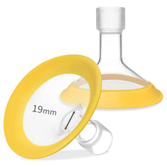 PUMPMOM-US 19mm oval flange closeup highlighting soft rim and compact design.