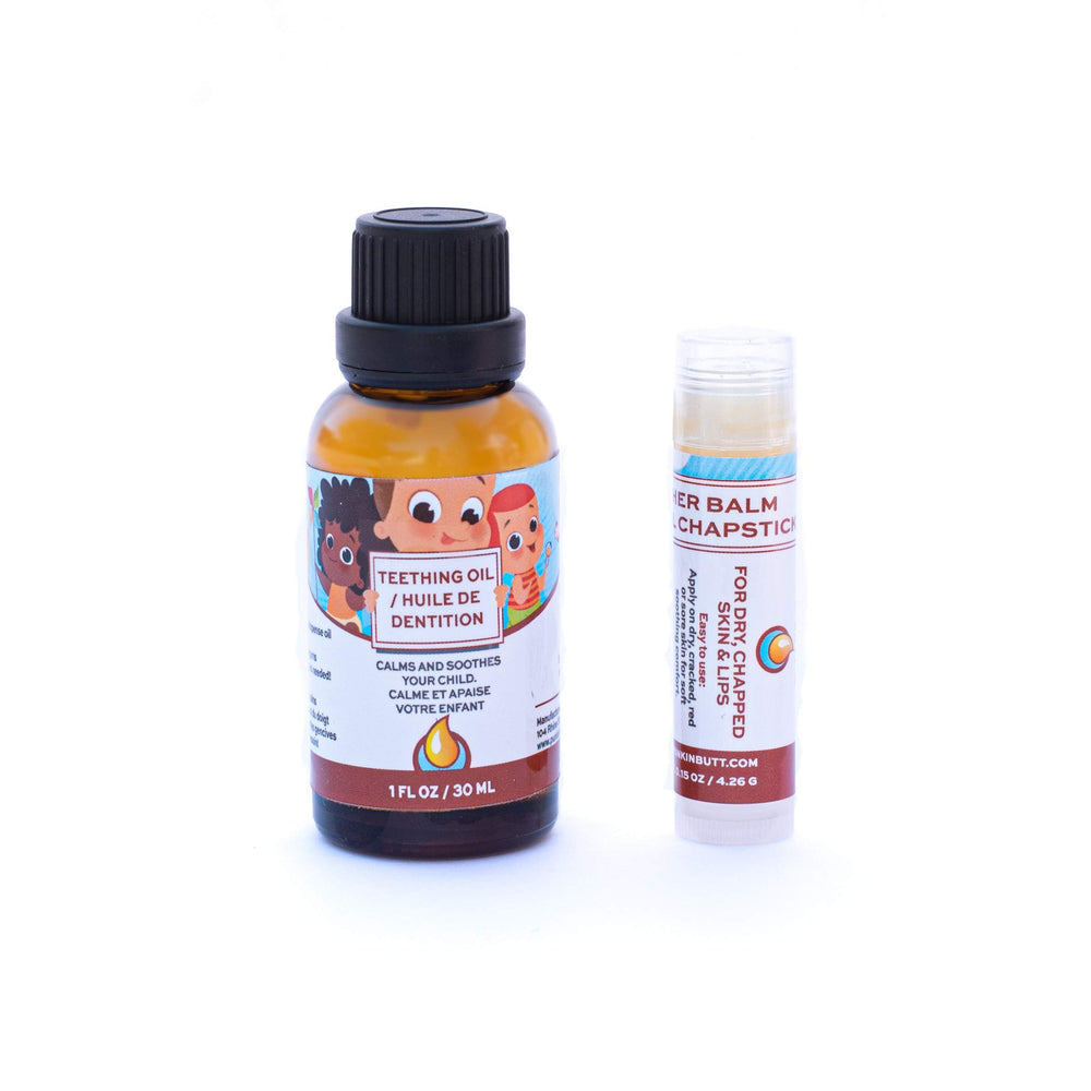 Punkin Butt teething oil bottle with dropper for gentle gum relief