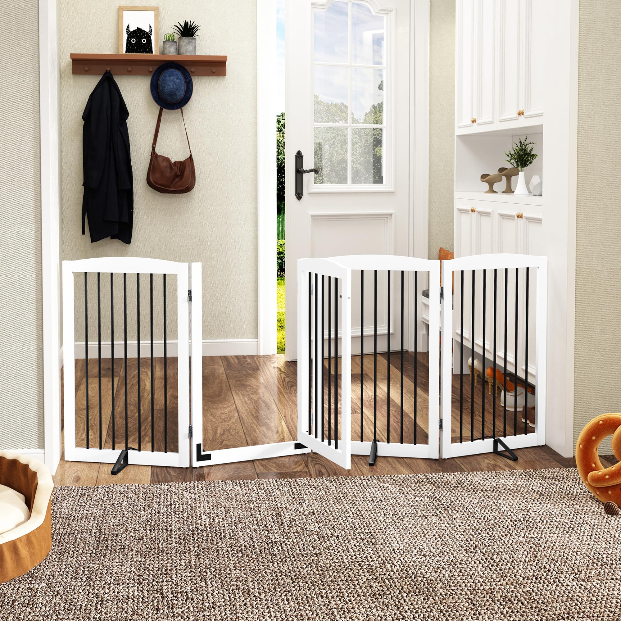 Pupetpo folding-system gate with compact storage after use.