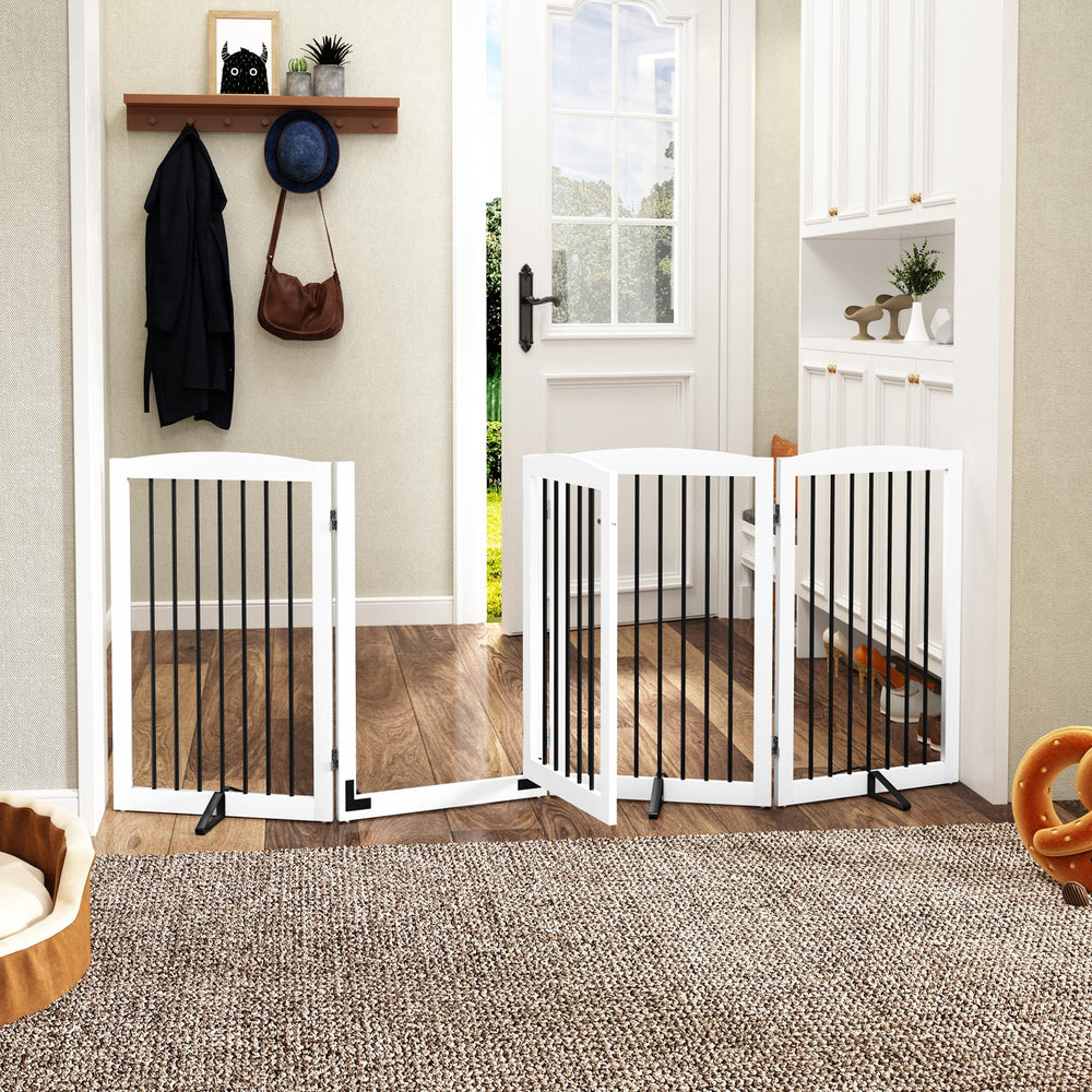Pupetpo folding-system gate with compact storage after use.