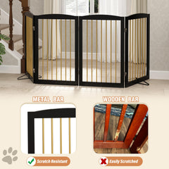PUPETPO gate shown with non-slip pads protecting wood floors during use.