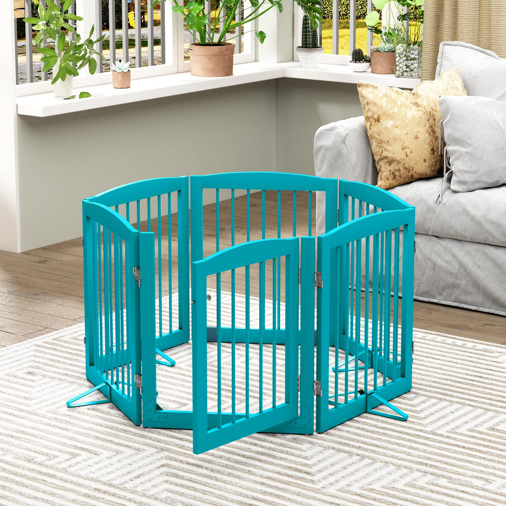 PUPETPO extra-wide 120-inch blue gate fits large doorways and hallways.