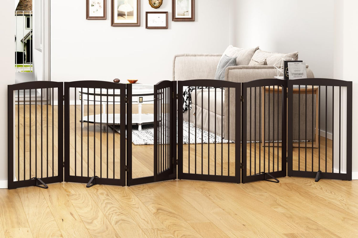 PUPETPO freestanding gate with walk-through door for easy containment and access.