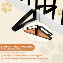 PUPETPO pet gate blocking stairs for easy supervision of dogs.