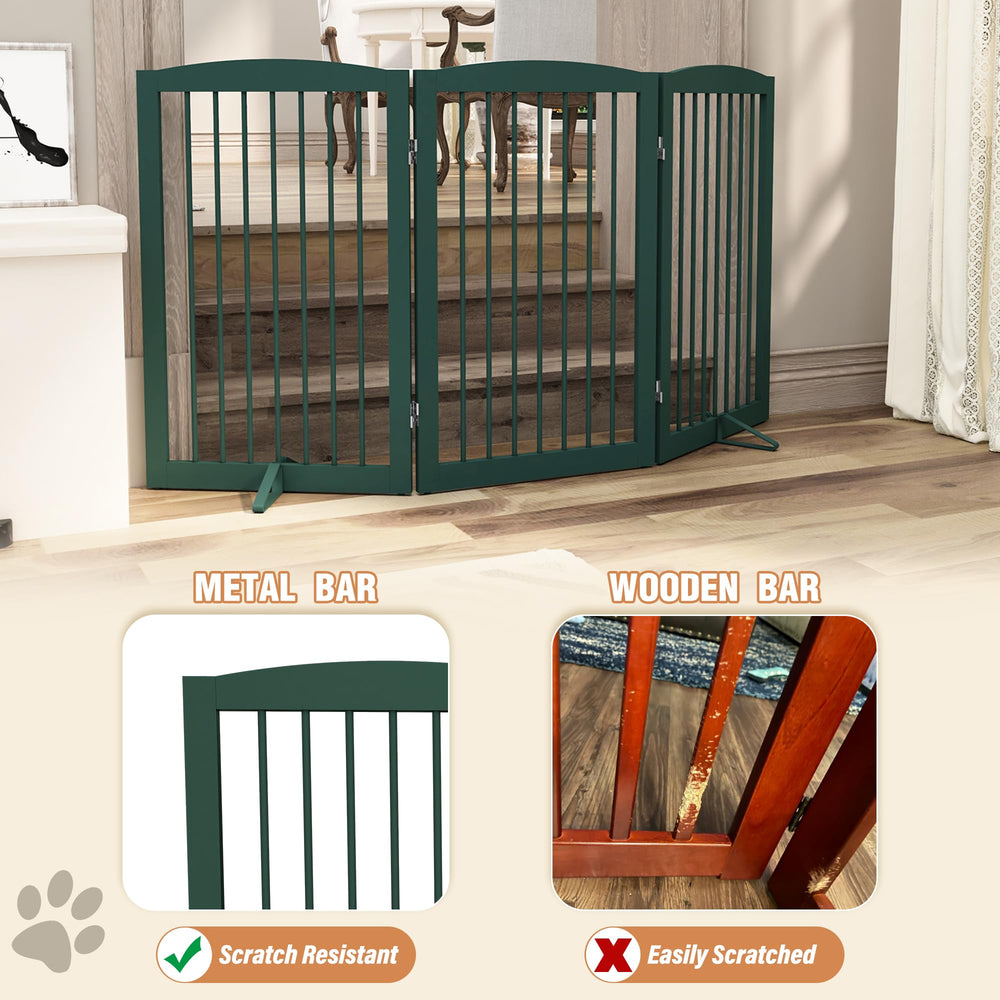 PUPETPO wood material durable dog gate blends with home decor.