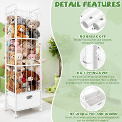 Puppiluv 63x18x13-inch toy storage tower fits a nursery corner