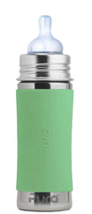 Pura Kiki 9oz bottle stainless steel with moss finish supports plastic-free feeding.