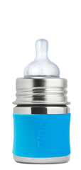 Pura Kiki bottle in aqua stainless steel with anti-colic design for comfortable feeds