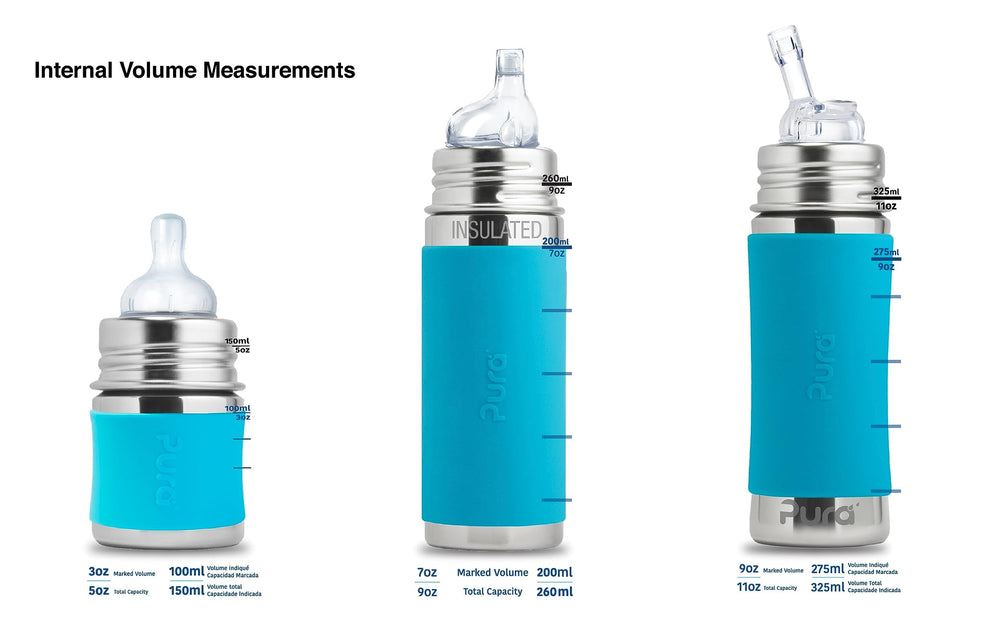 Pura Kiki evolves from infant bottle to sippy with moss design.
