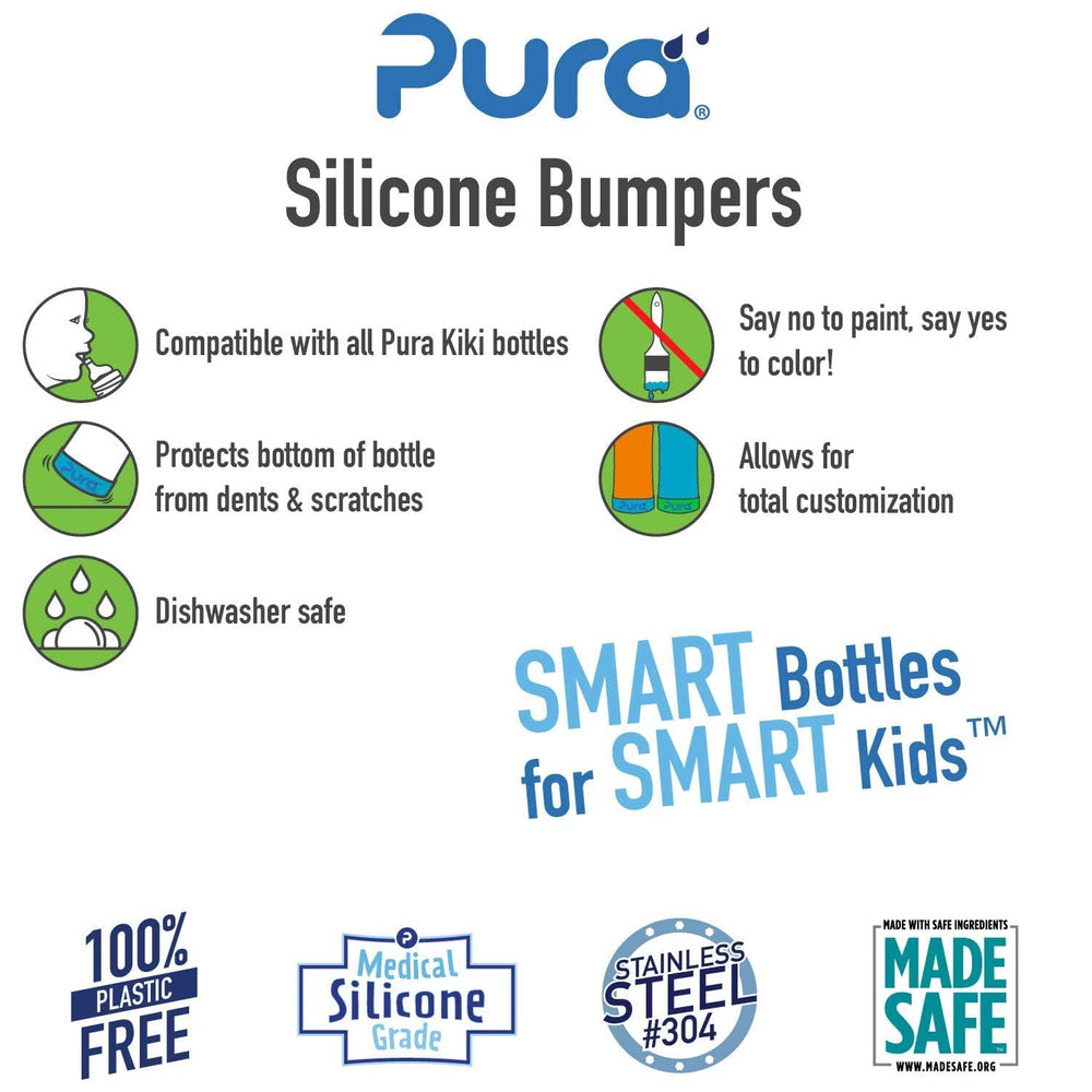 Pura Kiki bumper rose-on-bottle highlights leakproof protection with color