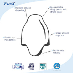 Pura Kiki nipple cover on lid—shows secure fit and spill prevention while on the go.