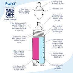 Pura Kiki rose sleeve close-up highlights protective sleeve for on-the-go use.
