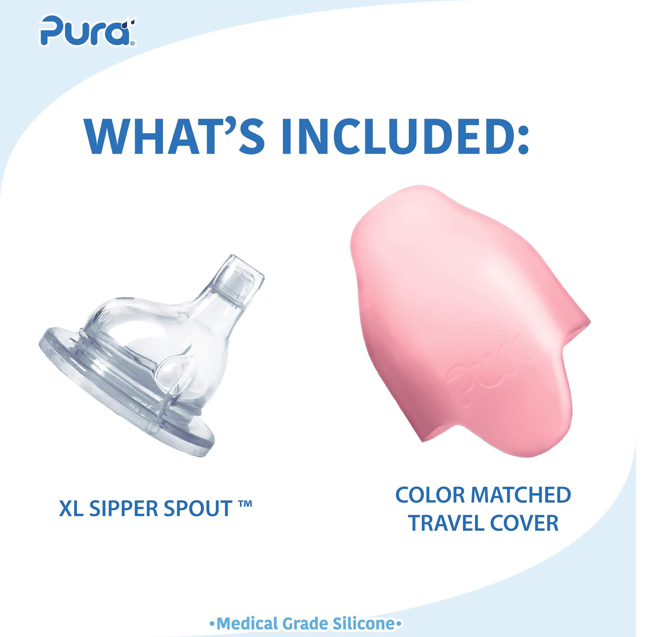Pura Kiki Rose sippy spout enables easy, mess-minimizing sipping for toddlers.