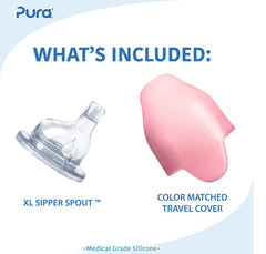 Pura Kiki Rose sippy spout enables easy, mess-minimizing sipping for toddlers.