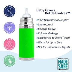 Pura Kiki silicone nipple closeup featuring soft silicone vent and anti-colic features.