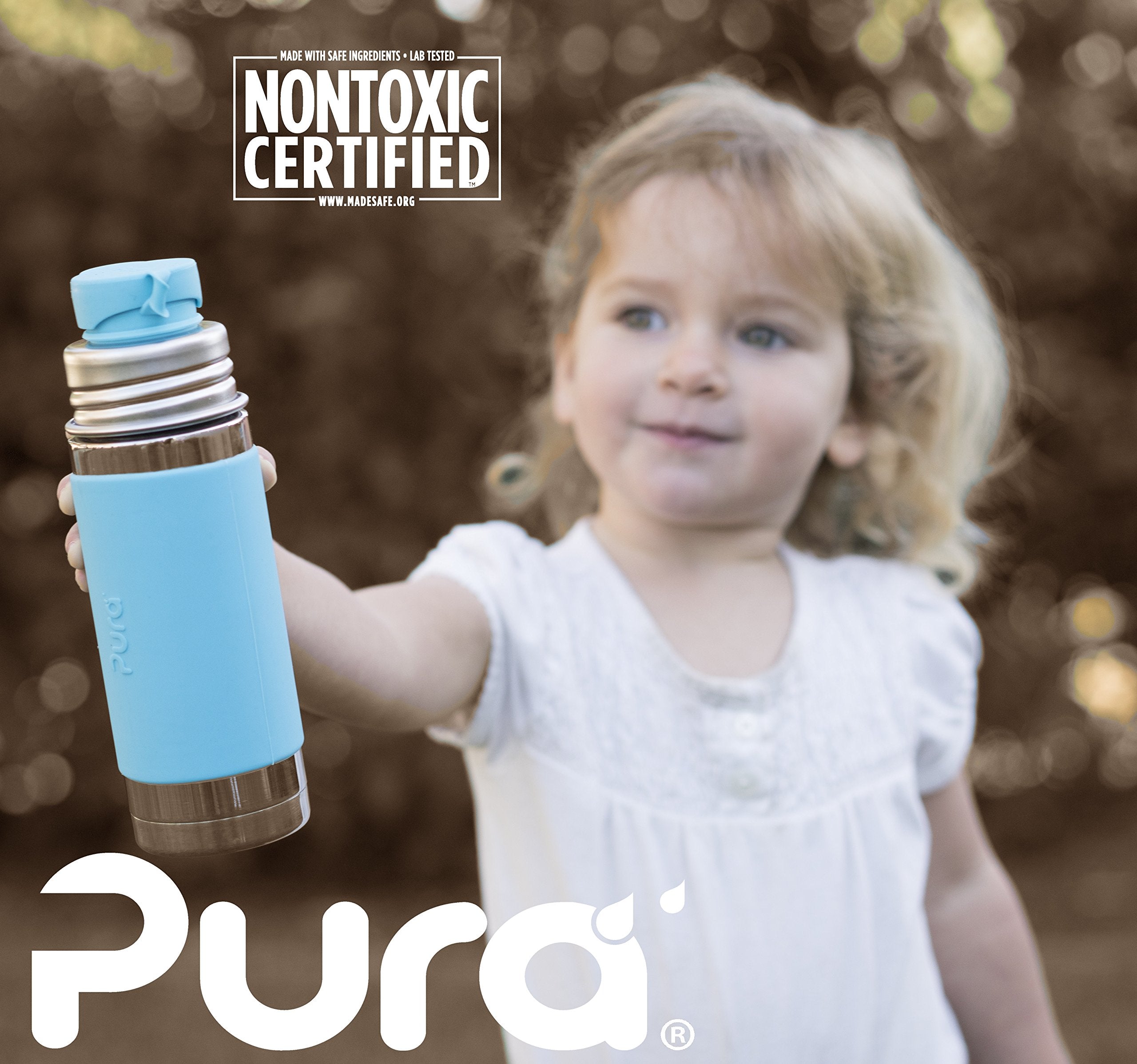 Pura Kiki sleeve offers light insulation on the aqua bottle.