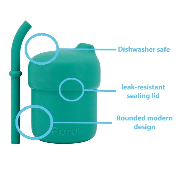 Pura my-my silicone straw cup leak-resistant top reduces spills during on-the-go adventures