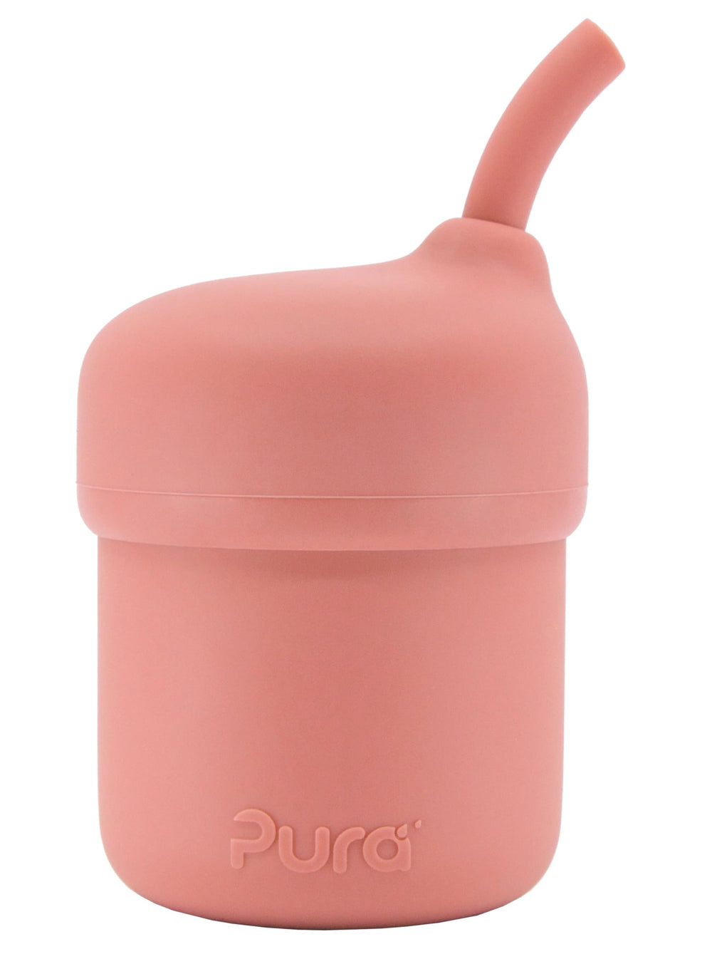 Pura my-my silicone straw cup side view showcases durable, spill-conscious design for kids.