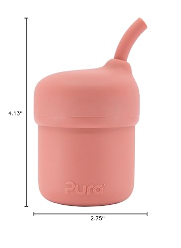 Pura my-my silicone straw cup travel-ready rose color for mess-free outings.