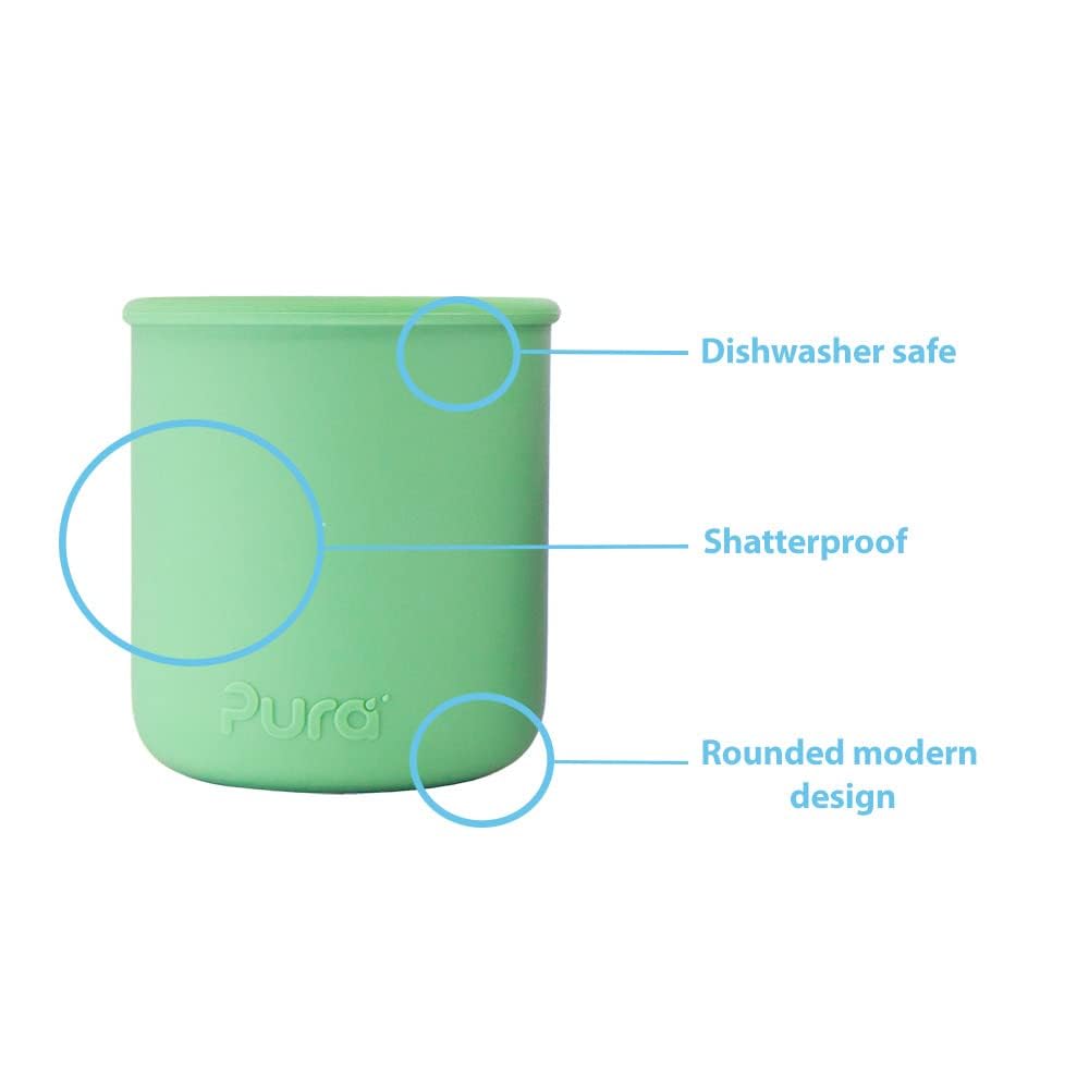Pura my-my silicone straw cup training use highlights compatibility with the my-my sippy lid as kids grow