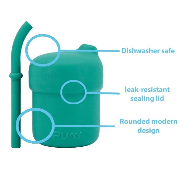 Pura my-my Sippy Cup volume markings aid accurate pours for caregivers.
