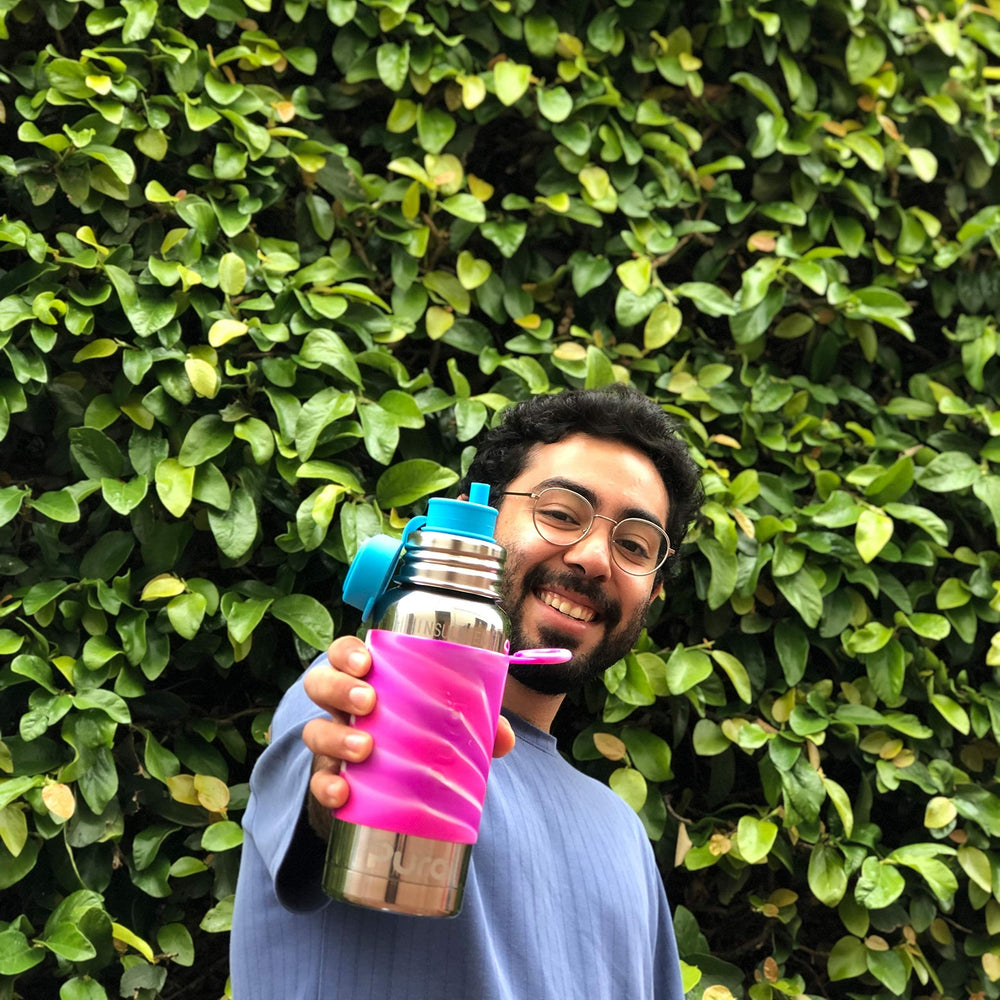 Pura non-plastic silicone top supports eco-friendly bottle choices.