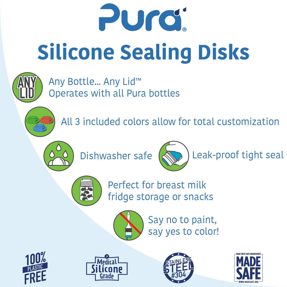 Pura Stainless Universal Lid Aqua in-use as a snack container demonstrates versatility for kids.