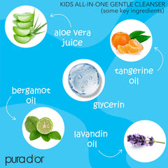 PURA D'OR Kids Wash label with USDA biobased claim and natural ingredients