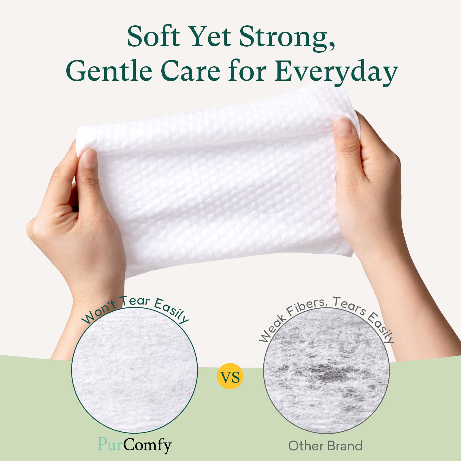 PurComfy Hypoallergenic wipes label with dermatologist-tested reassurance for delicate skin
