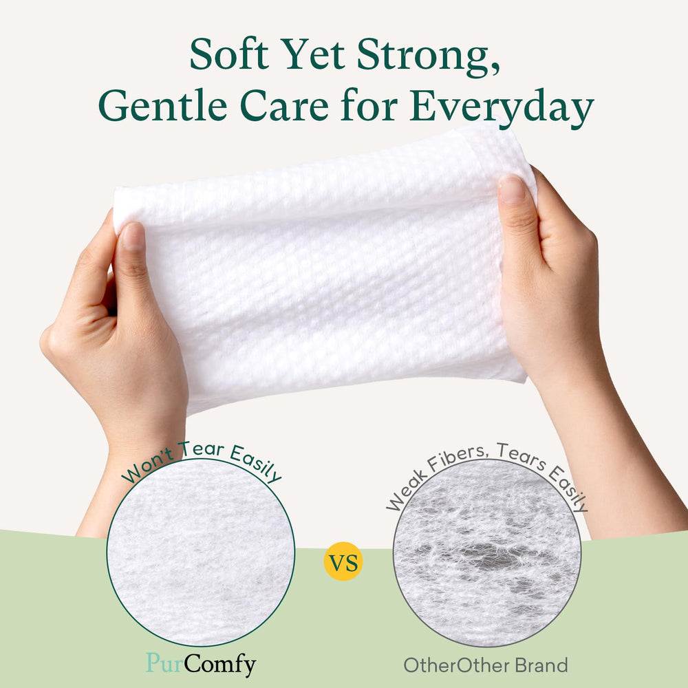 PurComfy Unscented Wipes with aloe and vitamin E for soothing care.