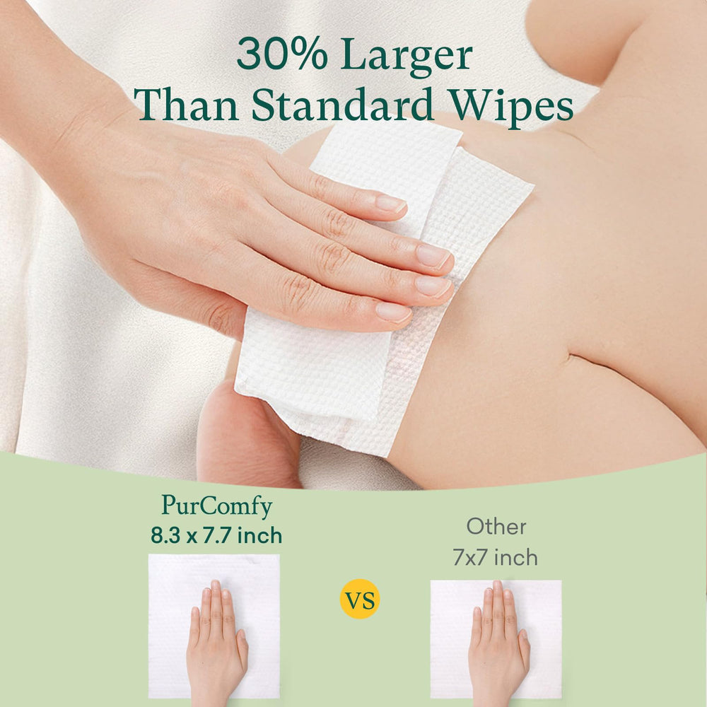 PurComfy Dermatologist-Tested Wipes—pH-balanced cleansing for babies.