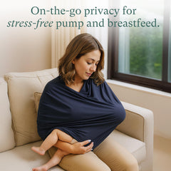 PurComfy car seat cover-stroller shade in use provides cooling airflow and shade for infants.