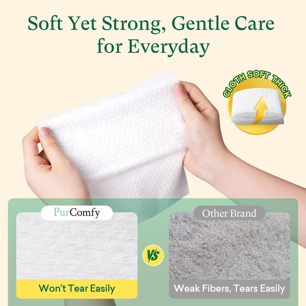 PurComfy Hypoallergenic label close-up emphasizes unscented, gentle care.