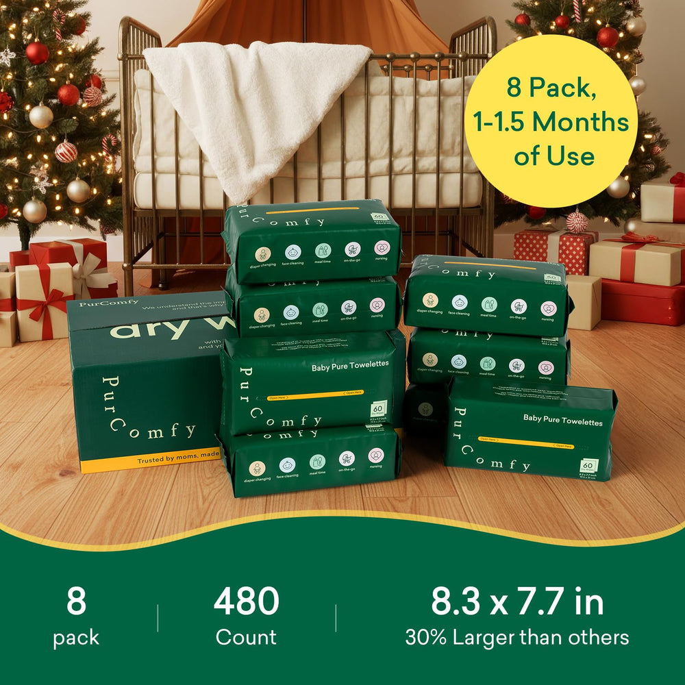 PurComfy Dry Wipes closeup — soft-fiber texture for gentle newborn care.