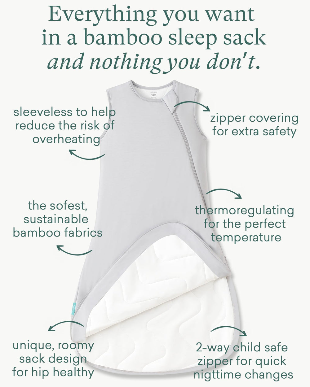 PurComfy sleeping sack closeup fabric highlights breathable bamboo blend for sensitive skin.