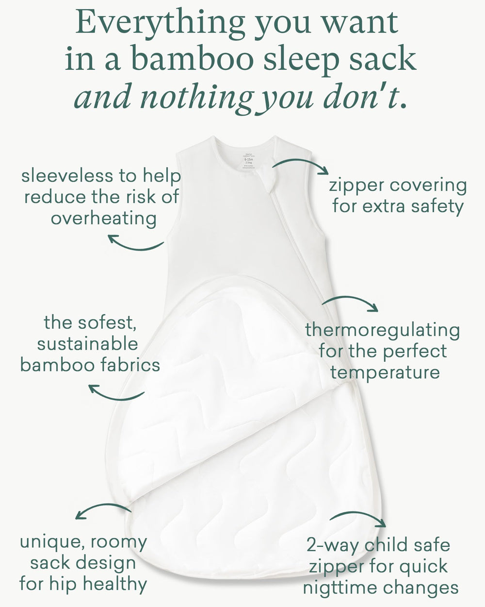 PurComfy extra-long sleep sack side view demonstrating full-length zipper and easy dressing for wiggly kids.
