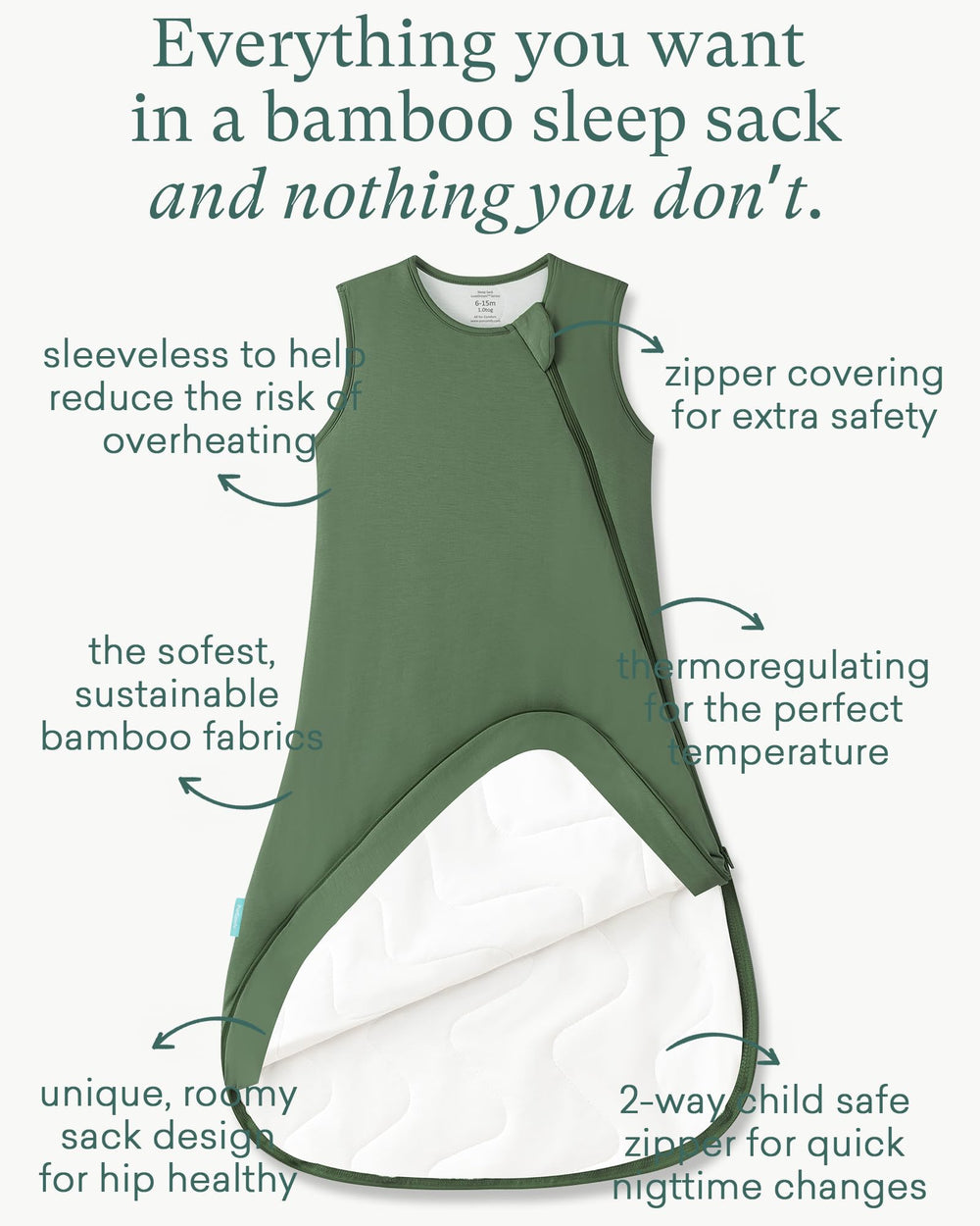 PurComfy sleep sack bamboo viscose close-up shows soft, breathable fabric.