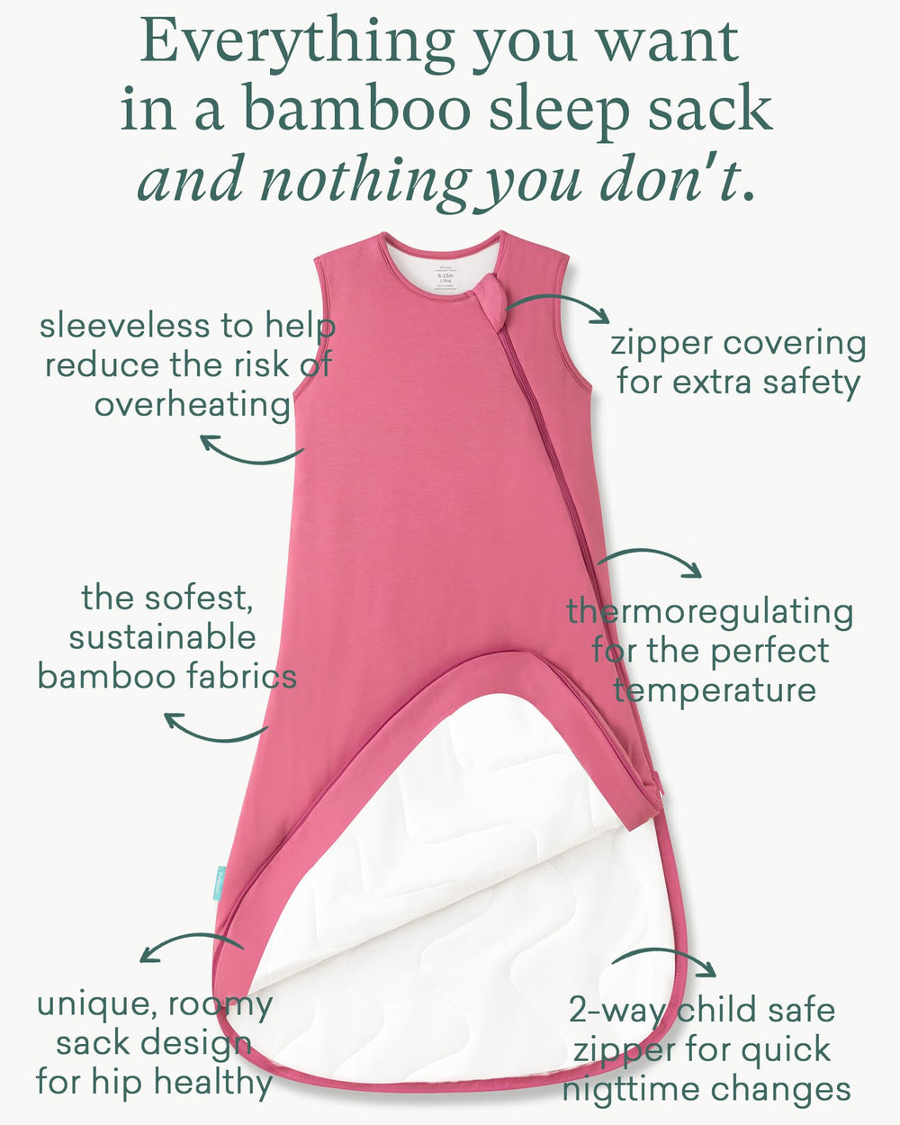 PurComfy Sleep Sack close-up of bamboo viscose fabric feels buttery soft and breathable.