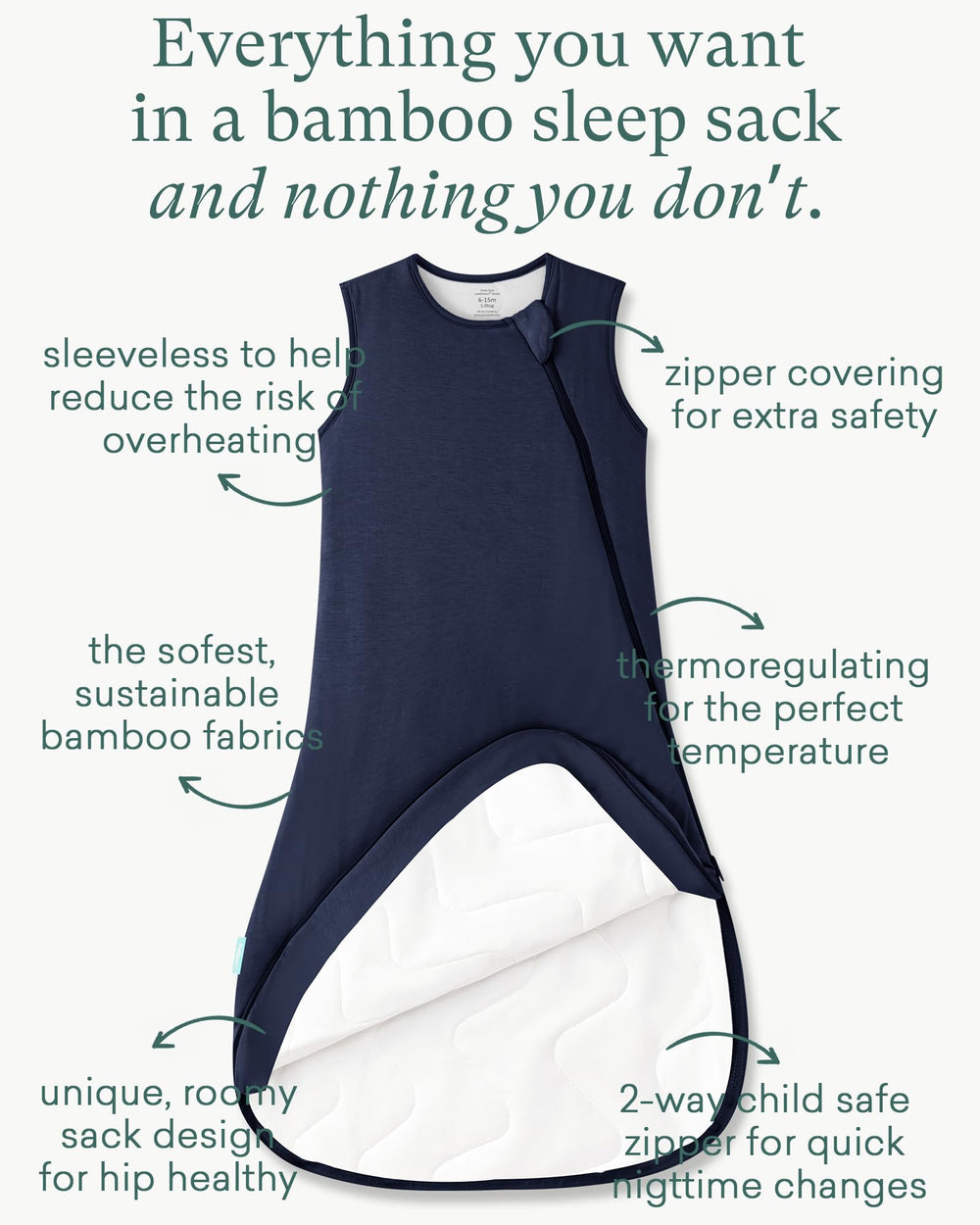 PurComfy sleep sack zipper and opening illustrate easy dressing for wiggly toddlers.