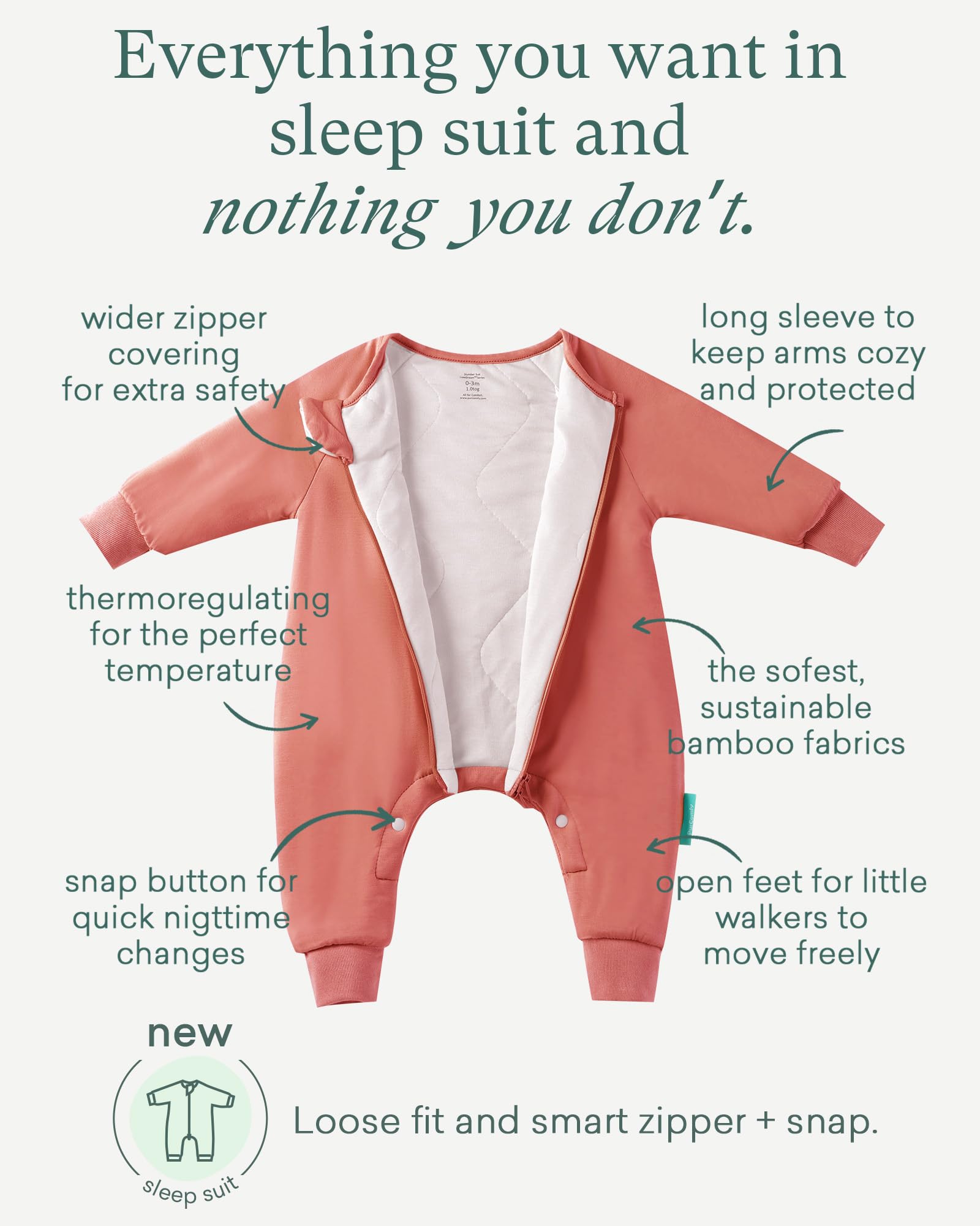 PurComfy Supersoft Sleepsuit ready for naptime and bedtime in a cozy nursery.