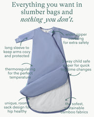 PurComfy Supersoft sleep sack shown with a 2-way zipper for quick diaper changes.