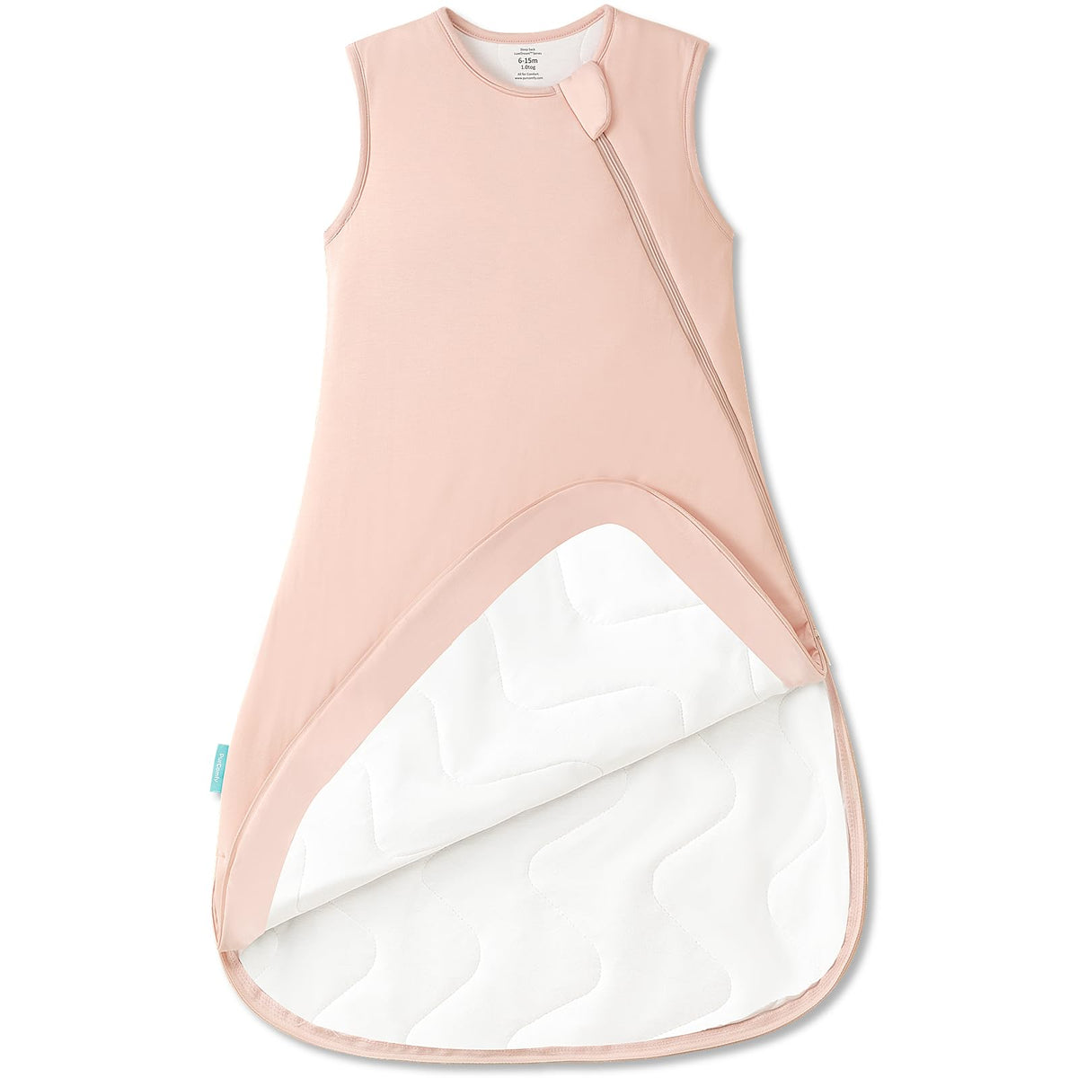 PurComfy Supersoft Sleep Sack blush fabric closeup highlights buttery bamboo-viscose texture for gentle nights.