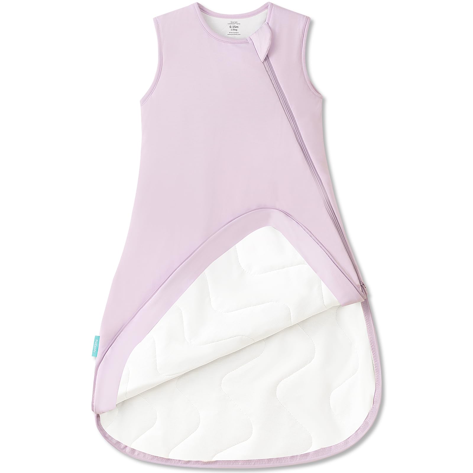 PurComfy Supersoft Sleep Sack lilac front view shows cozy sleep-ready warmth.