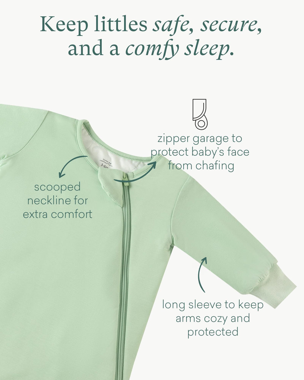 PurComfy Supersoft Sleep Sack size guide illustrates age-based fit.