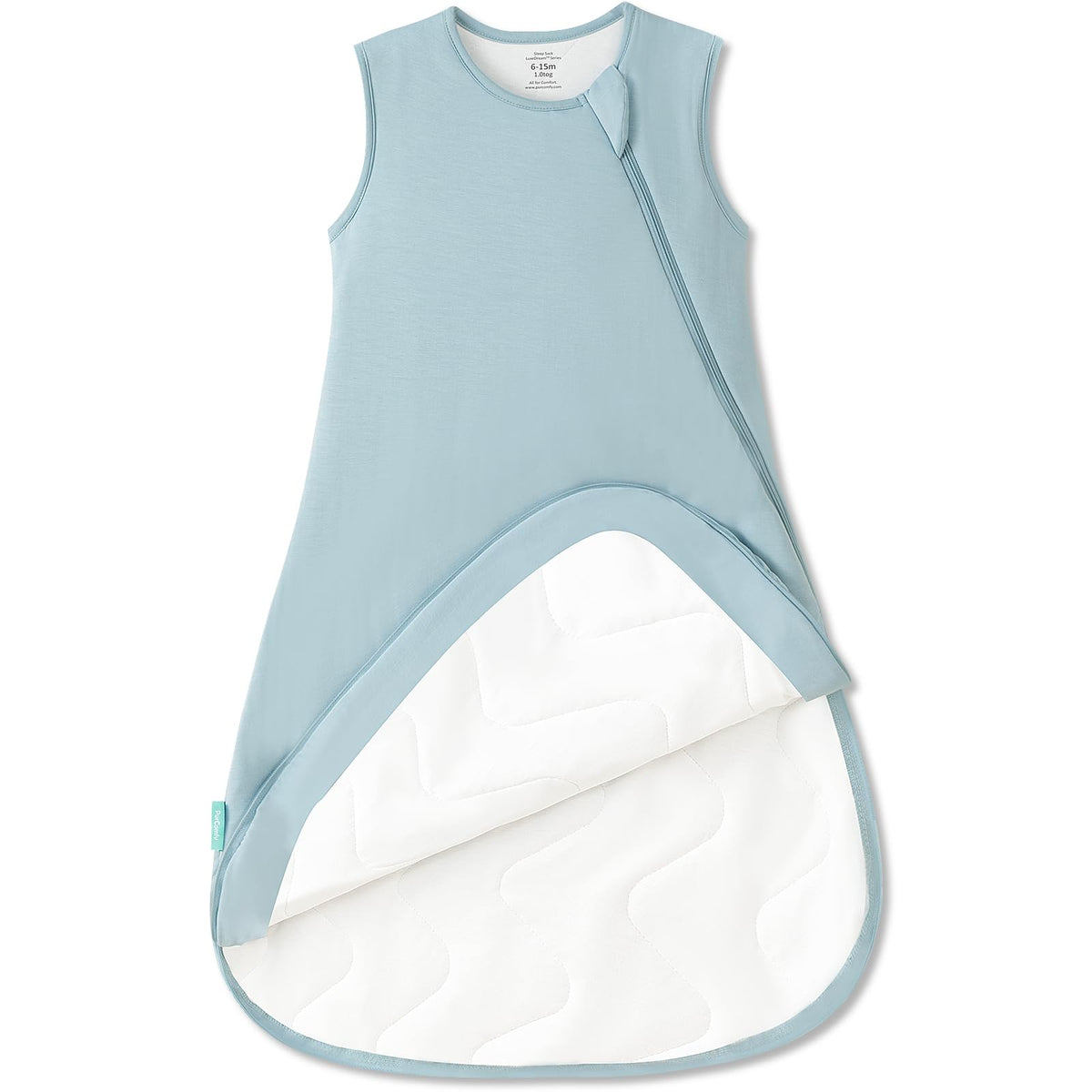PurComfy Supersoft Sleep Sack slate front view highlights ultra-soft viscose fabric for calm sleep.
