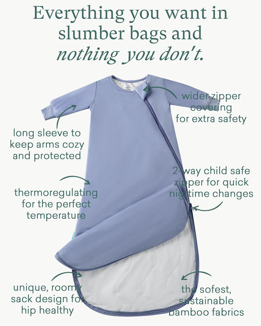 PurComfy Supersoft Sleep Sack sleeves image shows snug warmth for little sleepers.