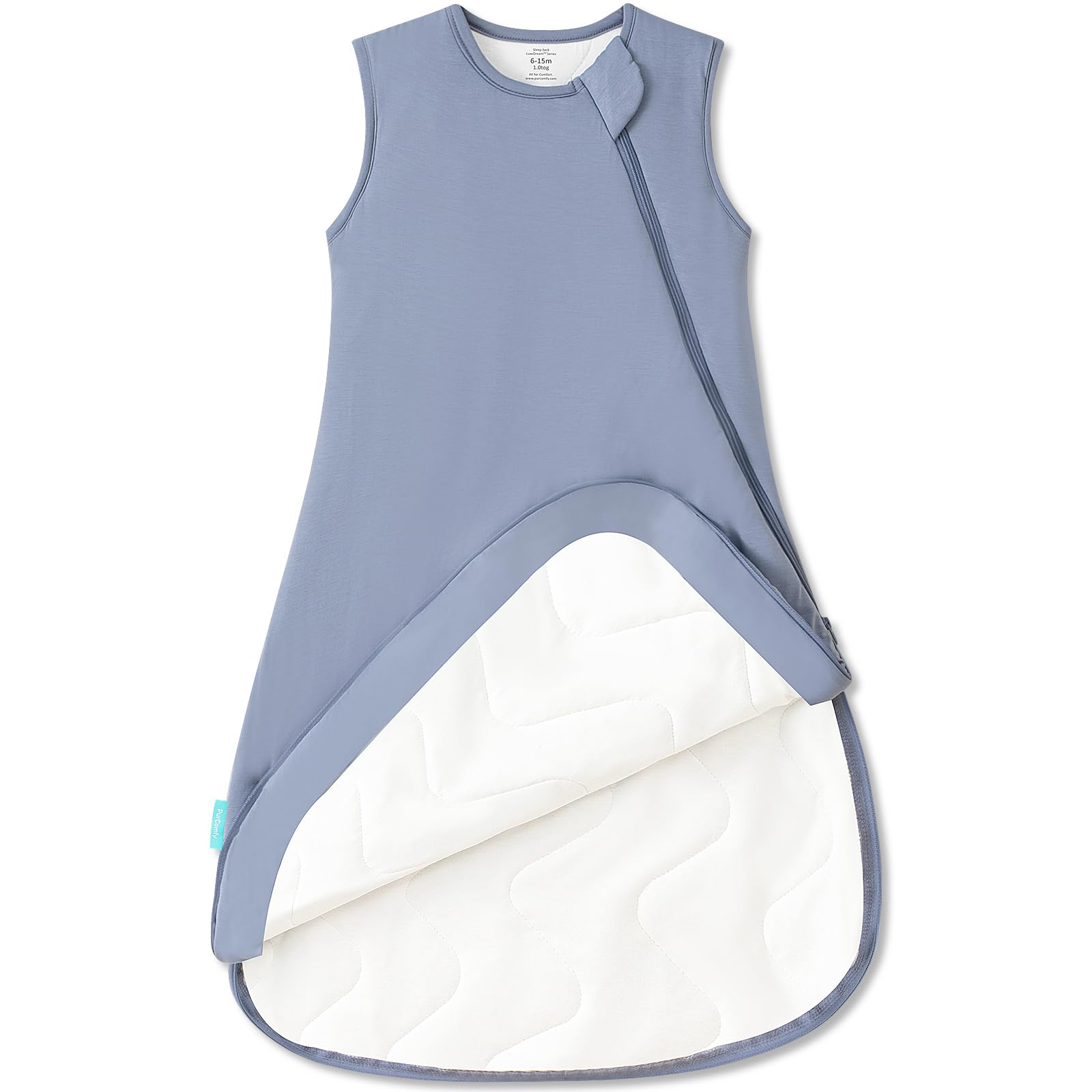 PurComfy Supersoft Sleep Sack Whale close-up shows buttery-soft viscose fabric for cozy sleep