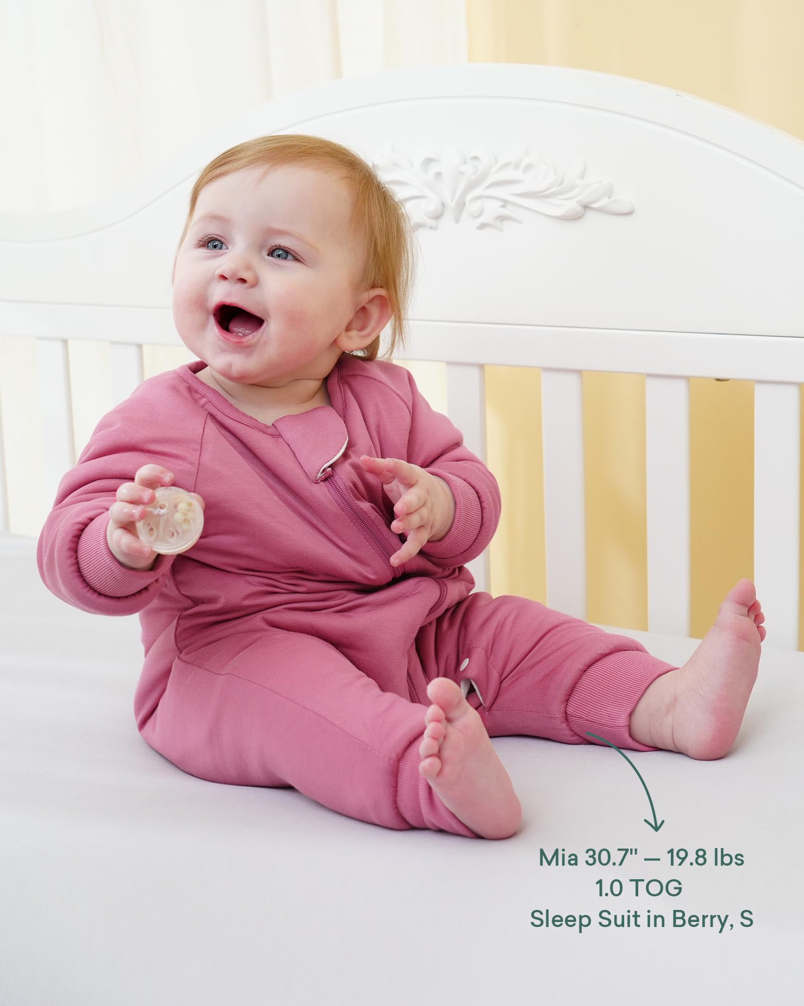 PurComfy sleepsuit care shot shows machine washable and dryer-safe durability