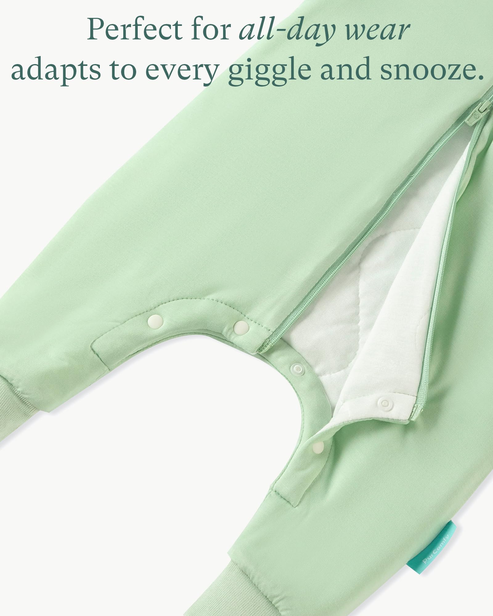 PurComfy Supersoft sleepsuit with breathable fabric helps regulate temperature for comfortable sleep.