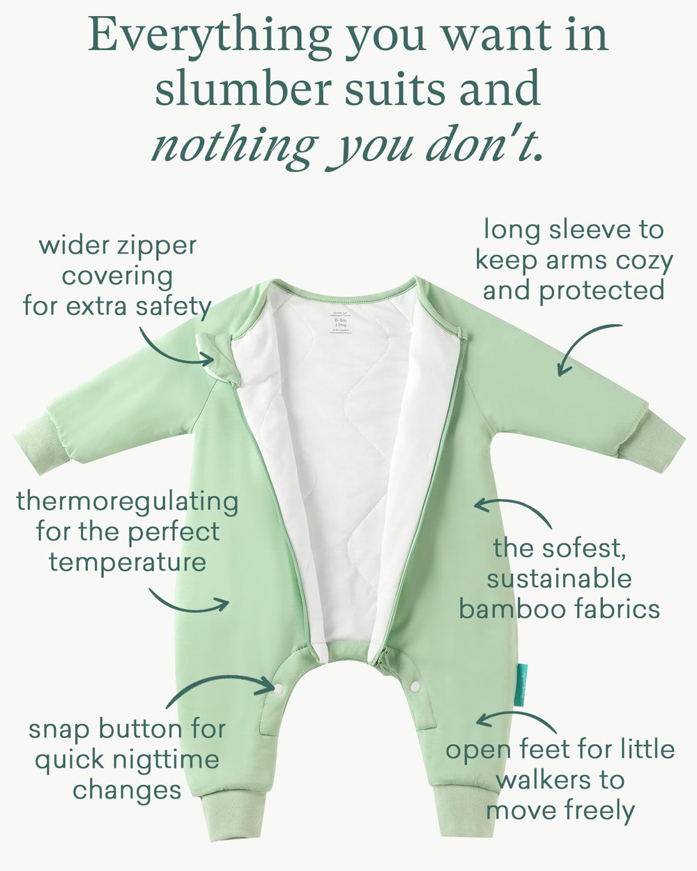 PurComfy Supersoft sleepsuit footed design keeps legs warm during active play.